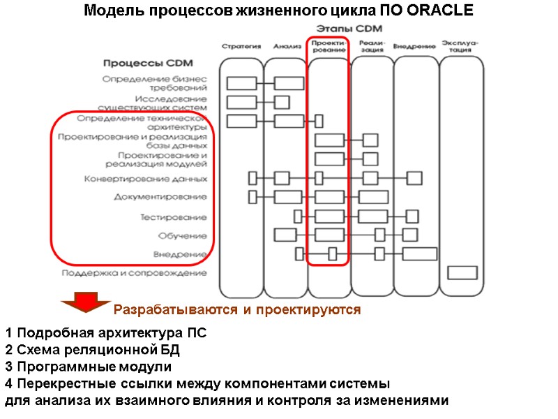 Модель процессов жизненного цикла ПО ORACLE 1 Подробная архитектура ПС 2 Схема реляционной БД